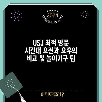 USJ 최적 방문 시간대: 오전과 오후의 비교 및 놀이기구 팁