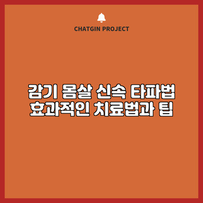 감기 몸살 신속 타파법: 효과적인 치료법과 팁