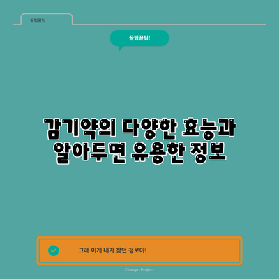 감기약의 다양한 효능과 알아두면 유용한 정보