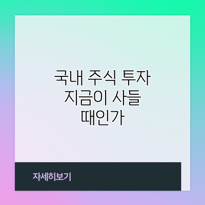 국내 주식 투자: 지금이 사들 때인가?