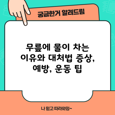 무릎에 물이 차는 이유와 대처법: 증상, 예방, 운동 팁
