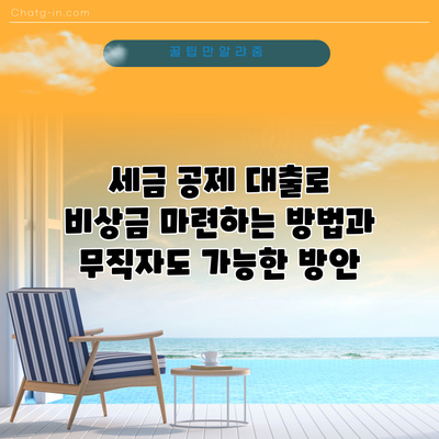 세금 공제 대출로 비상금 마련하는 방법과 무직자도 가능한 방안