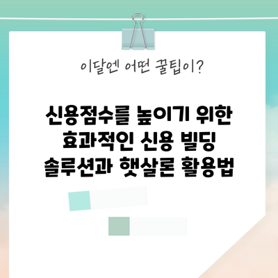신용점수를 높이기 위한 효과적인 신용 빌딩 솔루션과 햇살론 활용법