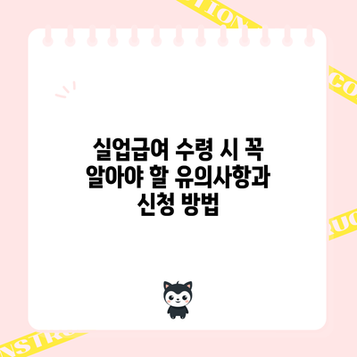 실업급여 수령 시 꼭 알아야 할 유의사항과 신청 방법