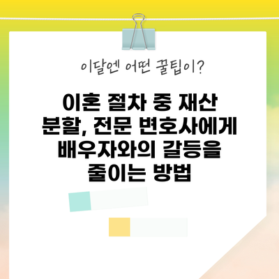 이혼 절차 중 재산 분할, 전문 변호사에게 배우자와의 갈등을 줄이는 방법
