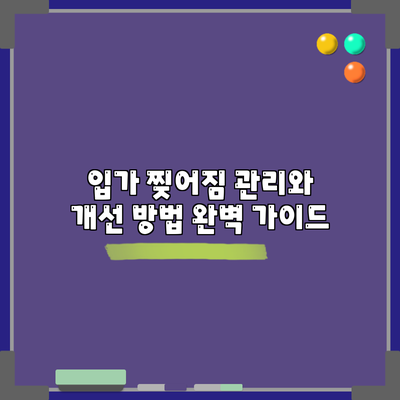 입가 찢어짐 관리와 개선 방법 완벽 가이드
