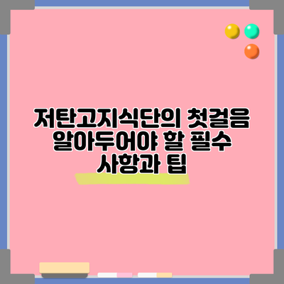 저탄고지식단의 첫걸음: 알아두어야 할 필수 사항과 팁