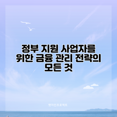 정부 지원 사업자를 위한 금융 관리 전략의 모든 것