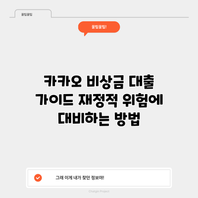 카카오 비상금 대출 가이드: 재정적 위험에 대비하는 방법