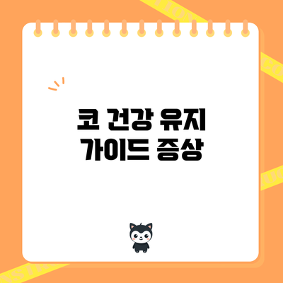 코 건강 유지 가이드: 증상