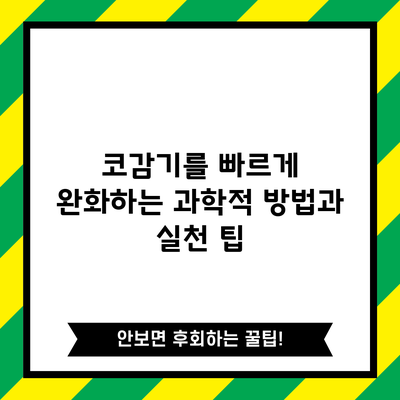 코감기를 빠르게 완화하는 과학적 방법과 실천 팁
