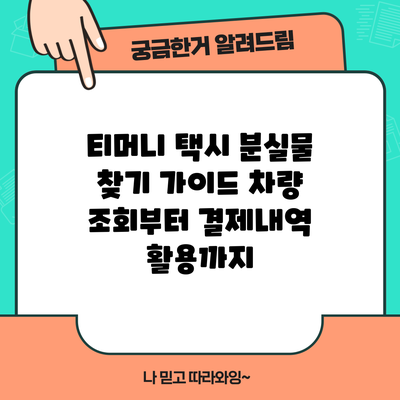 티머니 택시 분실물 찾기 가이드: 차량 조회부터 결제내역 활용까지