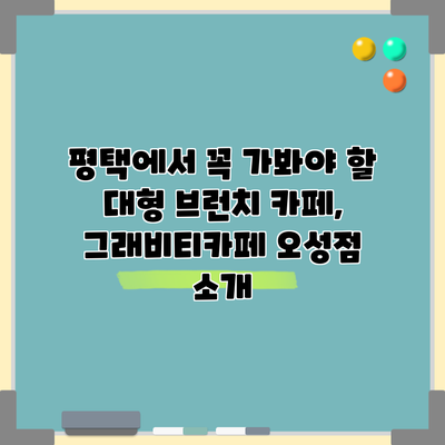 평택에서 꼭 가봐야 할 대형 브런치 카페, 그래비티카페 오성점 소개