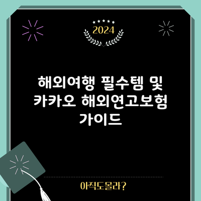 해외여행 필수템 및 카카오 해외연고보험 가이드