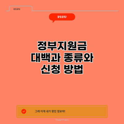 정부지원금 대백과: 종류와 신청 방법