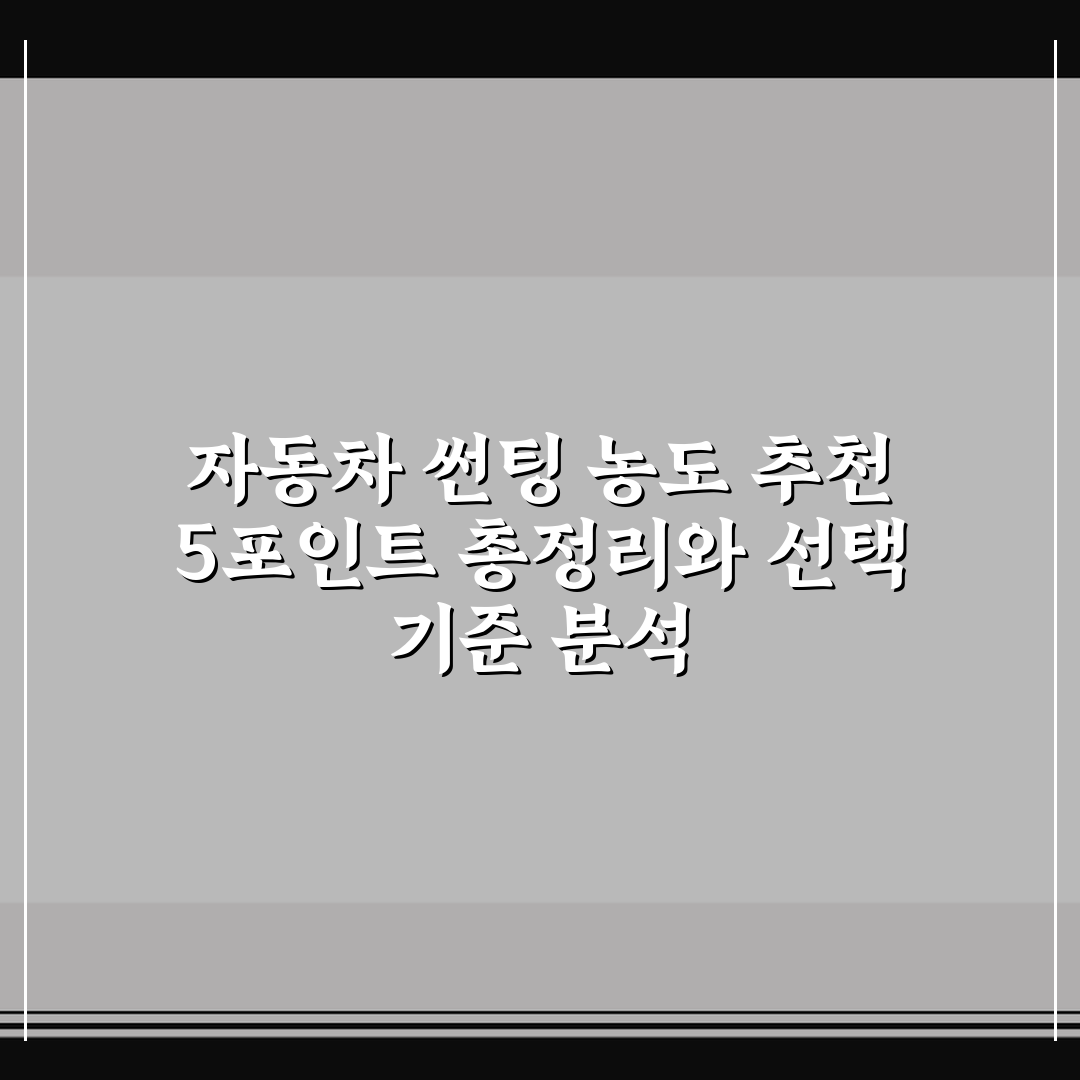 자동차 썬팅 농도 추천 5포인트 총정리와 선택 기준 분석